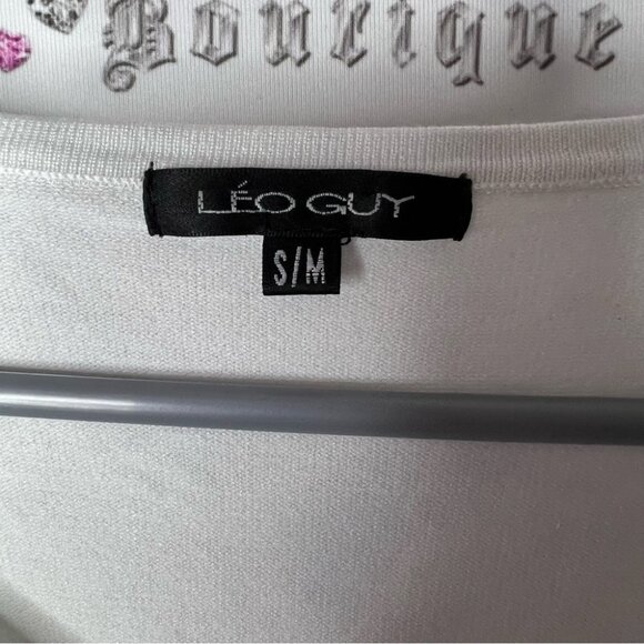 Leo guy tshirt sailor rhinestone White Tee with Black Anchor and Red Bow - Picture 6 of 8